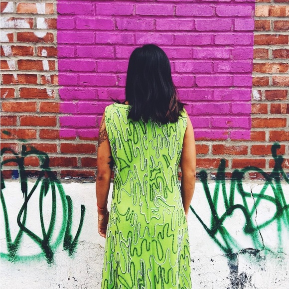 Vintage beaded dress from the 60s in wool - Picture 4 of 5